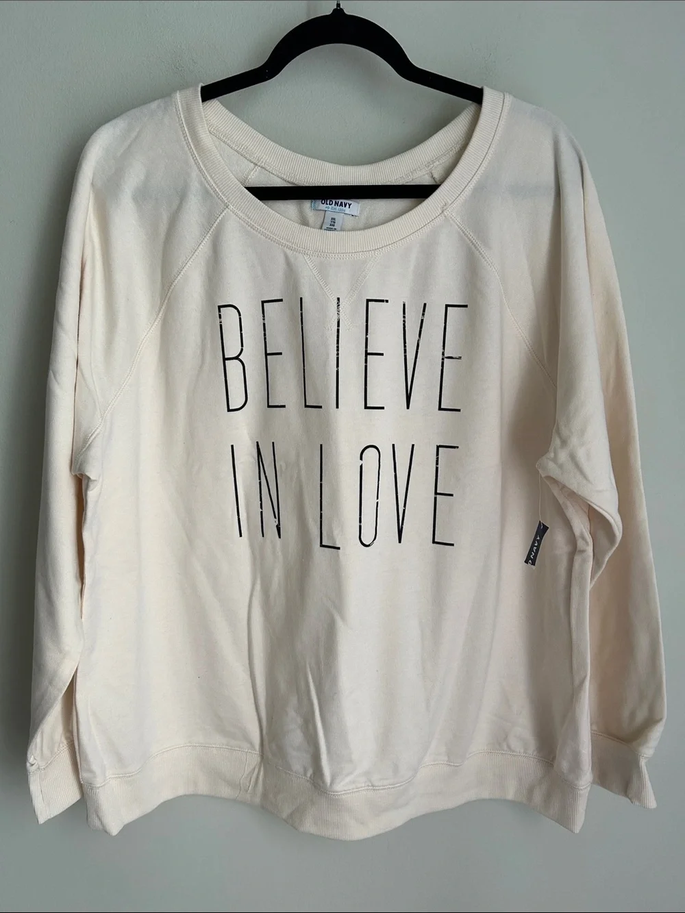 Old Navy Cream Pullover with Black Graphic
